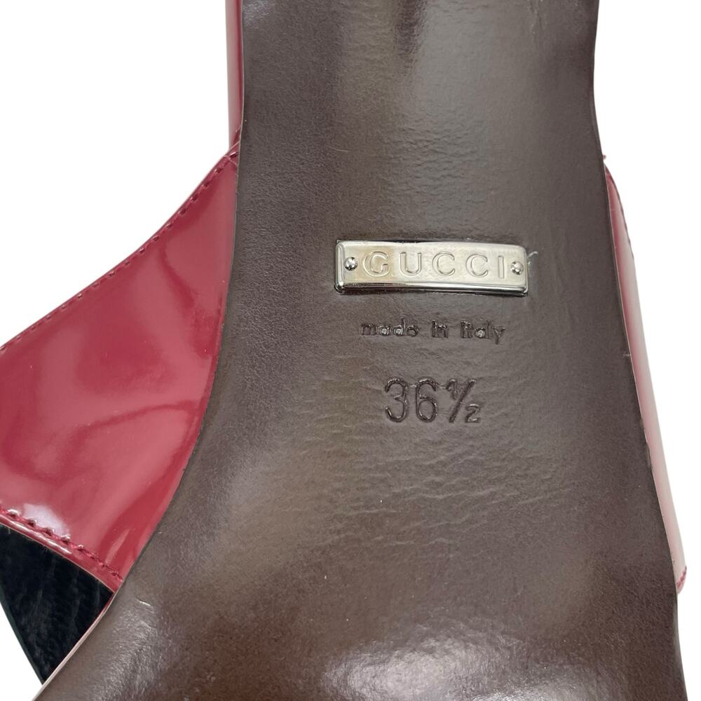 Gucci Mariame Horsebit Leather Thong Sandals Kitten Heel Red Size 36.5 - Picture 11 of 13